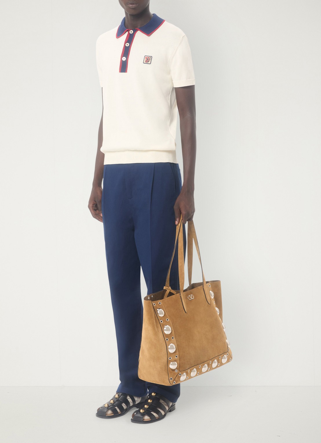 Valentino Garavani Loose fit chino met steekzakken - voorkant 2 donkerblauw