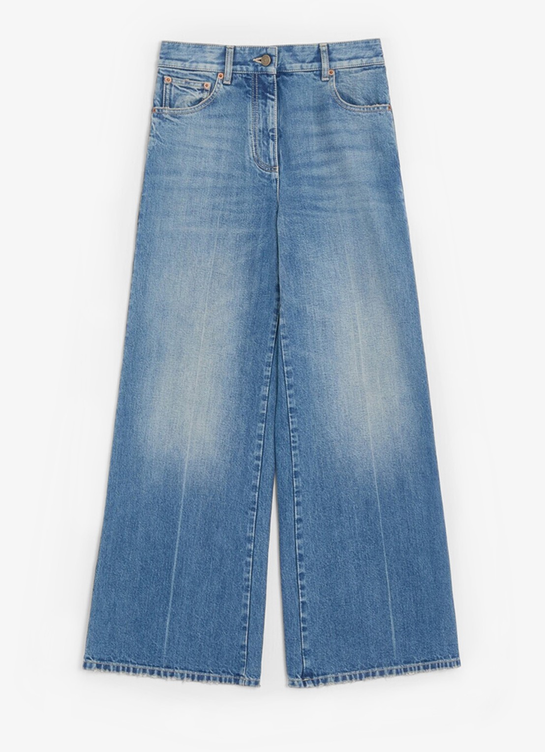 Valentino Garavani Mid waist flared jeans met medium wassing - voorkant indigo