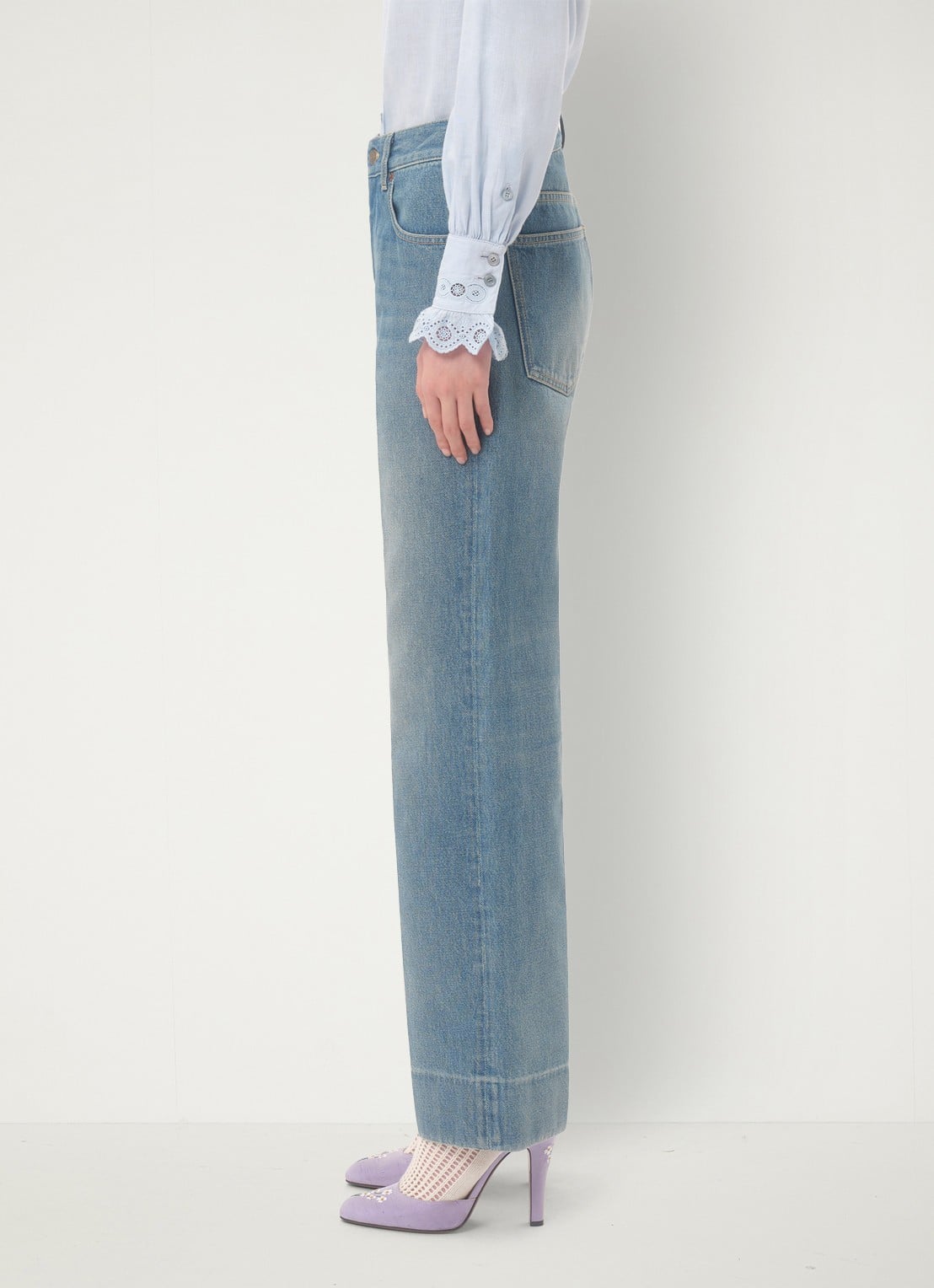 Valentino Garavani Mid waist straight leg jeans met medium wassing - detail 5 indigo