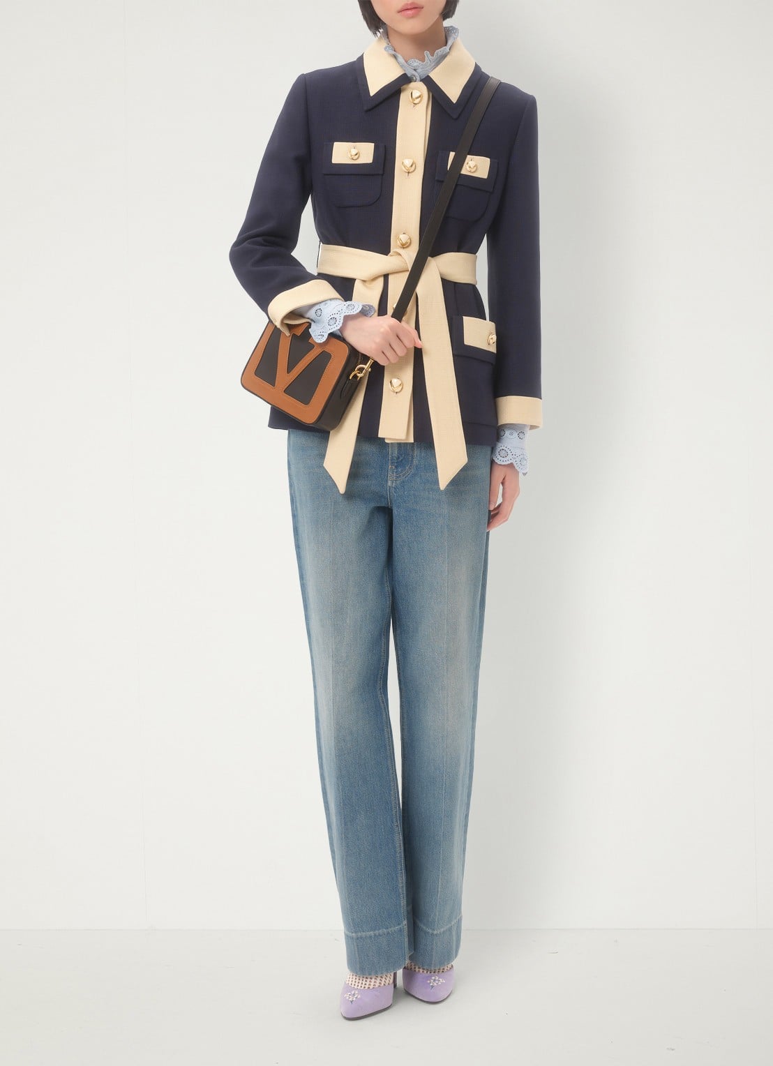 Valentino Garavani Mid waist straight leg jeans met medium wassing - voorkant 3 indigo