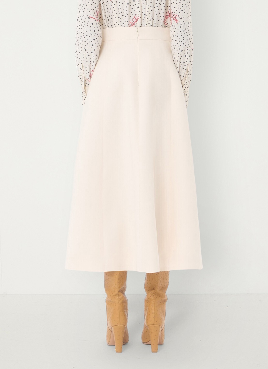 Valentino Garavani Midi A-lijn rok in zijdeblend - achterkant 6 creme
