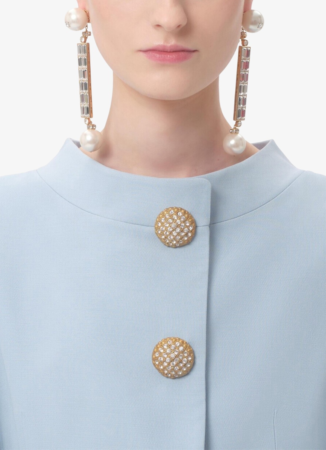 Valentino Garavani Midi jurk in zijdeblend - detail 4 lichtblauw