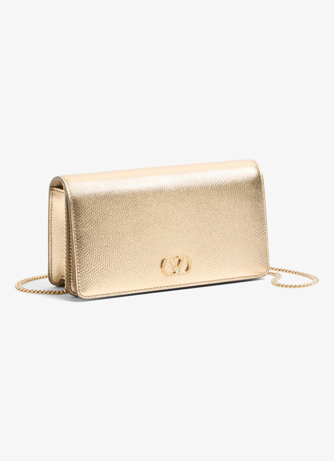 Valentino Garavani Mini crossbodytas van leer met metallic finish - detail 2 goud