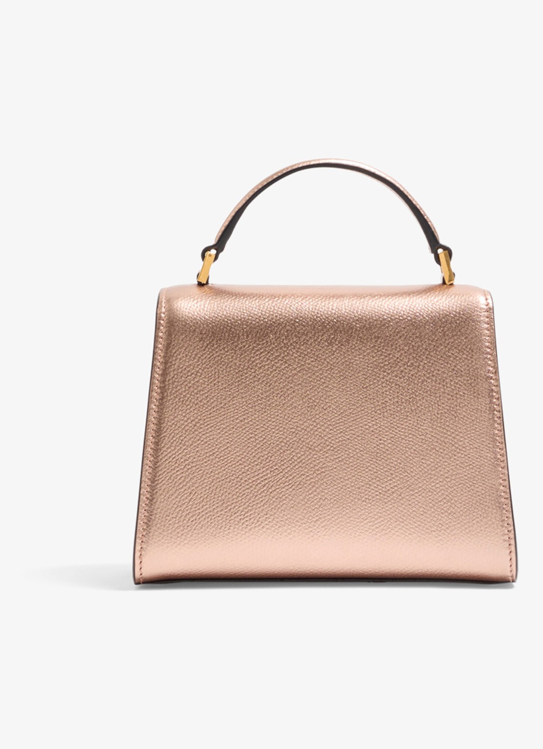 Valentino Garavani Mini handtas van kalfsleer met metallic finish - achterkant roze