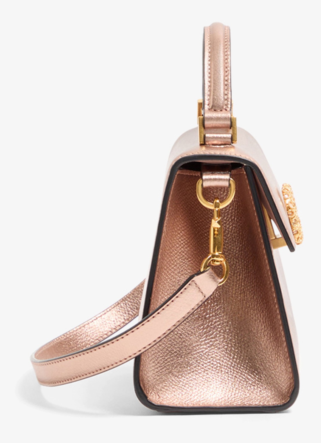 Valentino Garavani Mini handtas van kalfsleer met metallic finish - detail 2 roze