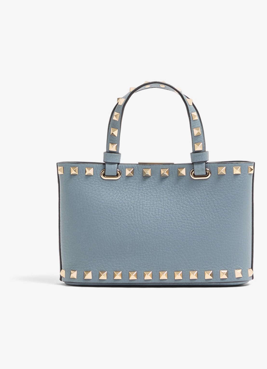 Valentino Garavani Mini handtas van kalfsleer met studs - achterkant blauwgrijs