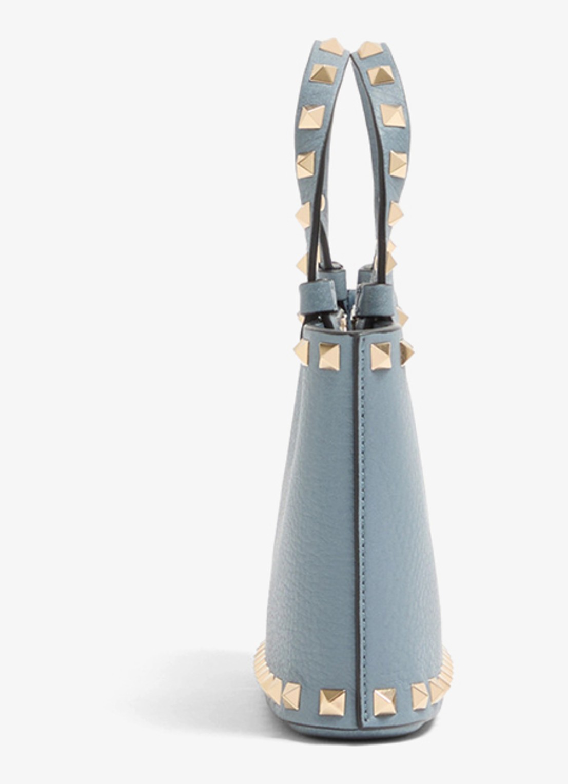 Valentino Garavani Mini handtas van kalfsleer met studs - detail 2 blauwgrijs