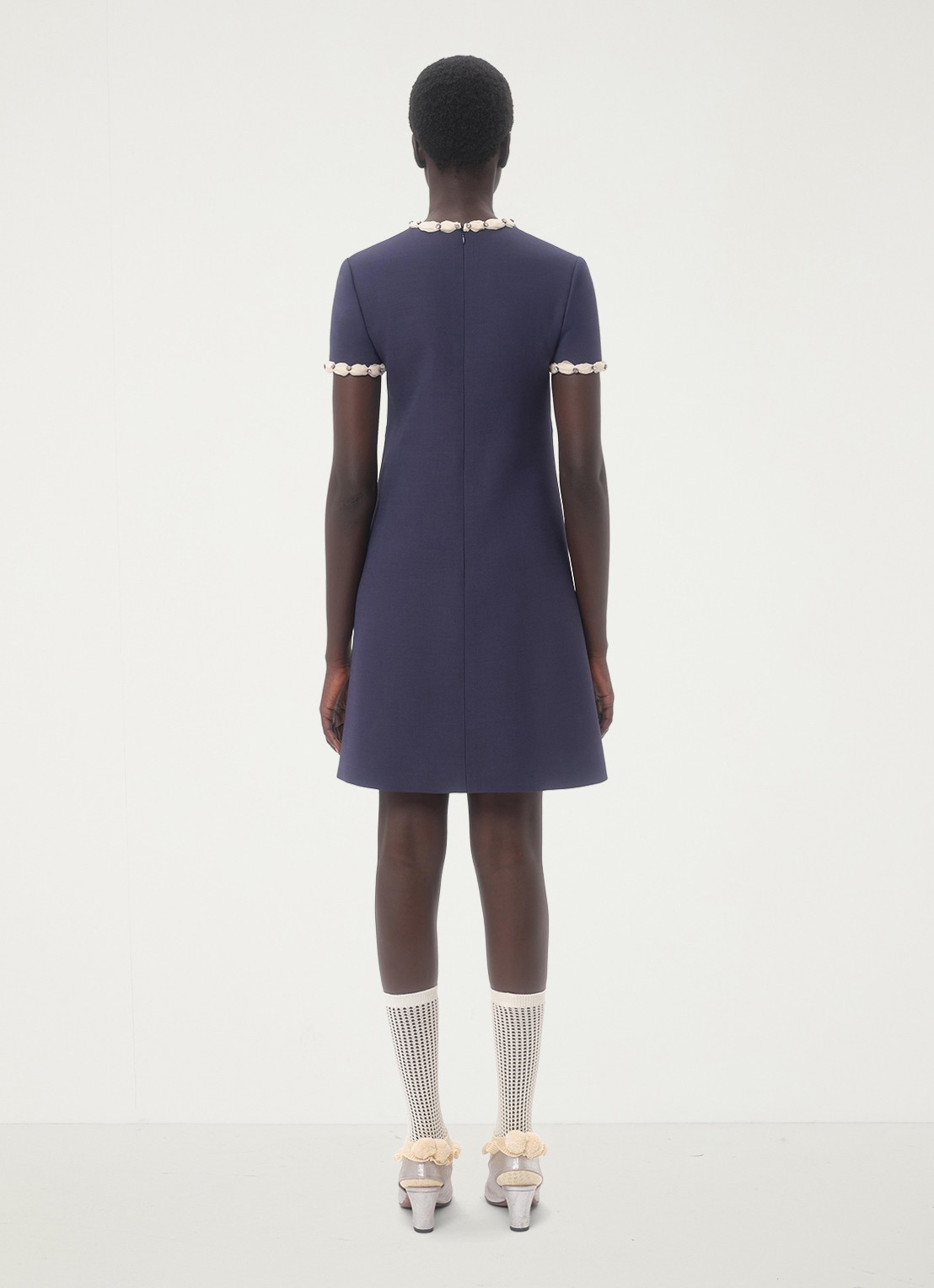 Valentino Garavani Mini jurk in zijdeblend met strass - achterkant 6 blauw