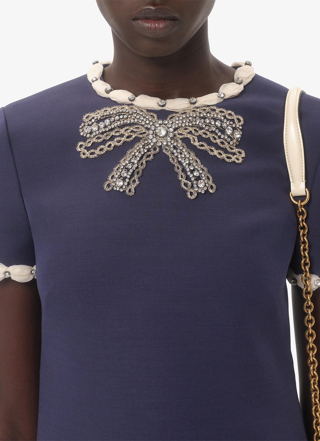 Valentino Garavani Mini jurk in zijdeblend met strass - detail 3 blauw