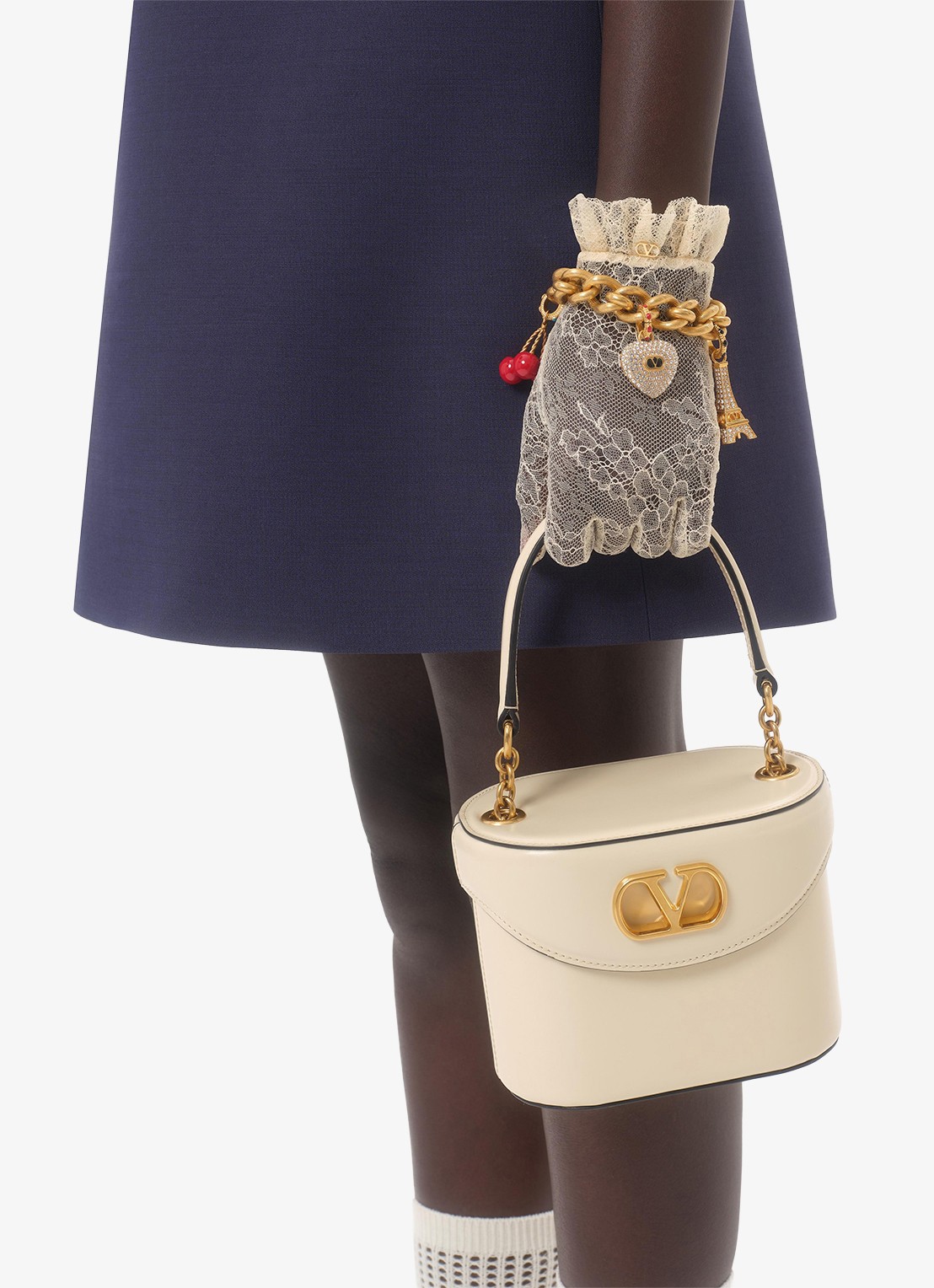 Valentino Garavani Mini jurk in zijdeblend met strass - detail 4 blauw