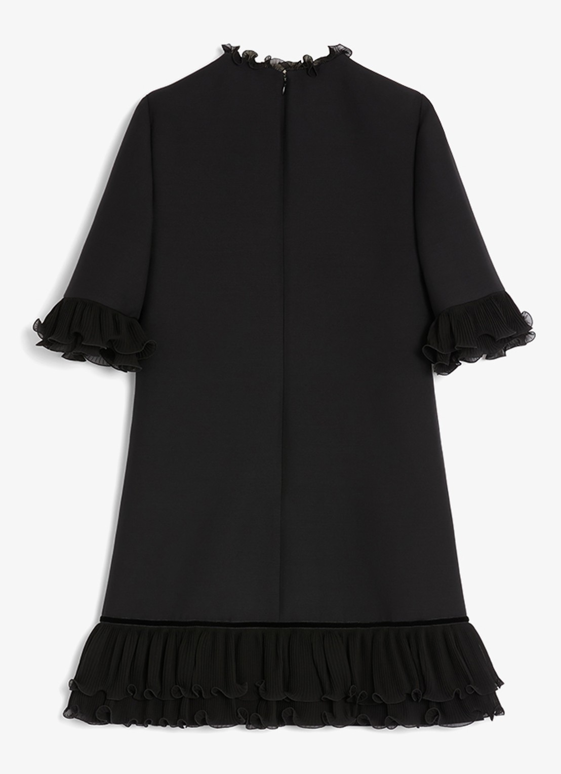 Valentino Garavani Mini jurk in zijdeblend met volant - achterkant 3 zwart