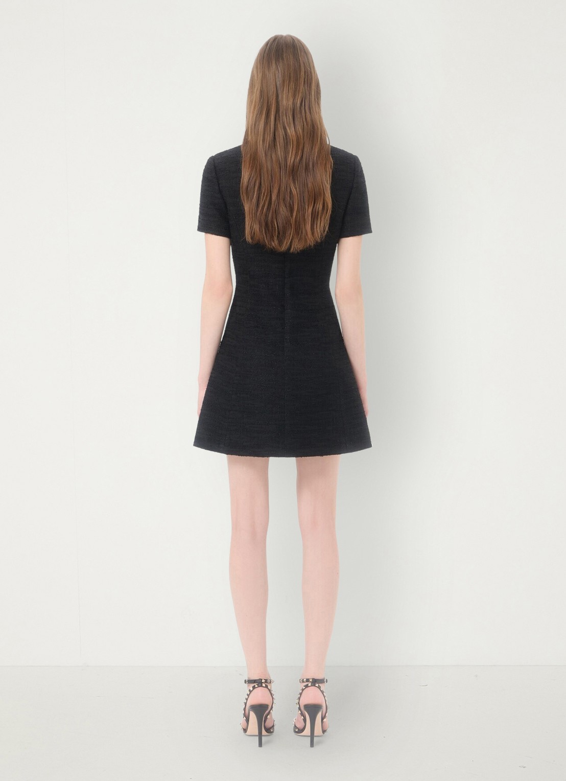 Valentino Garavani Mini jurk met tweed-look - achterkant 3 zwart