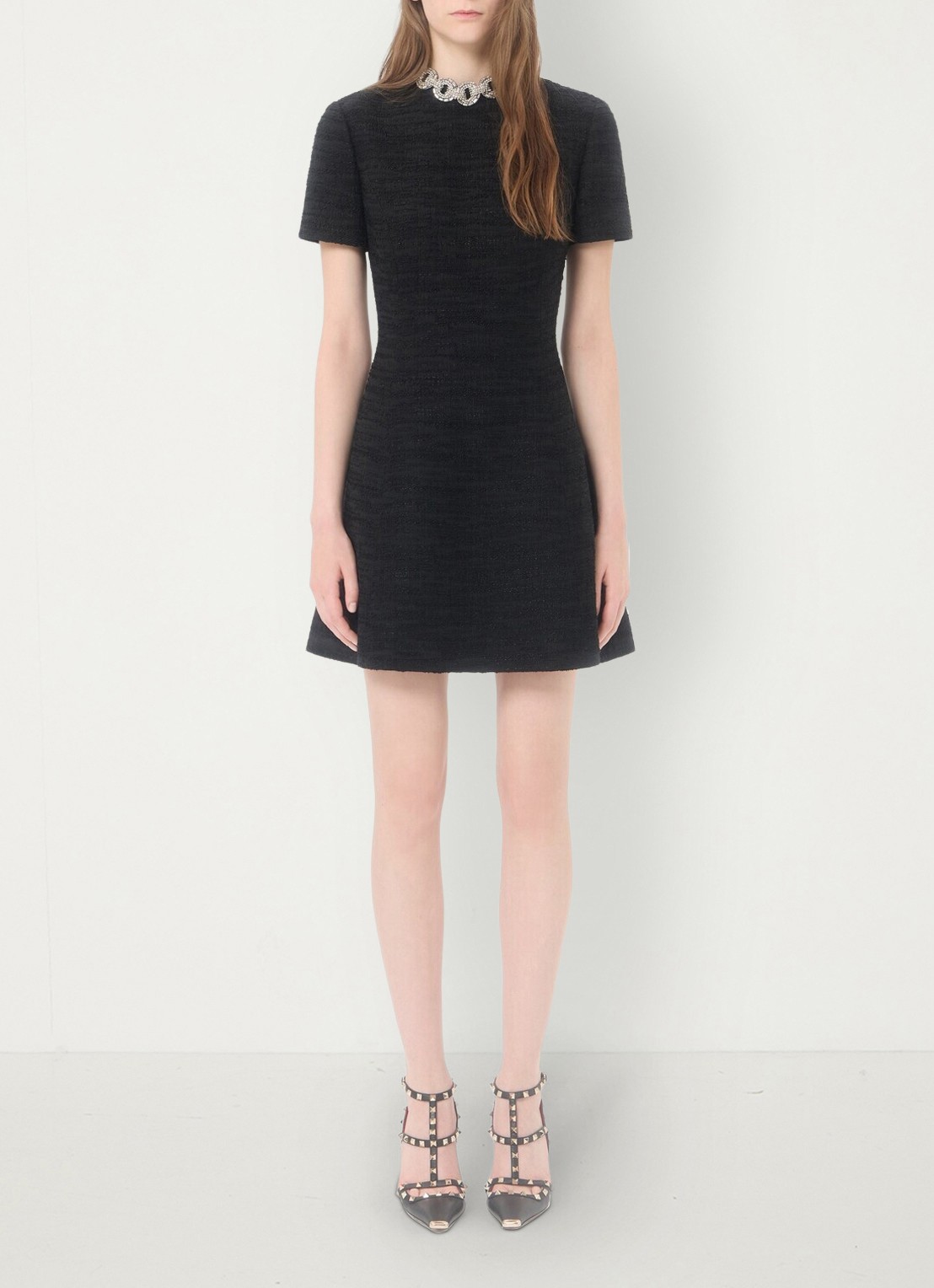 Valentino Garavani Mini jurk met tweed-look - detail 4 zwart