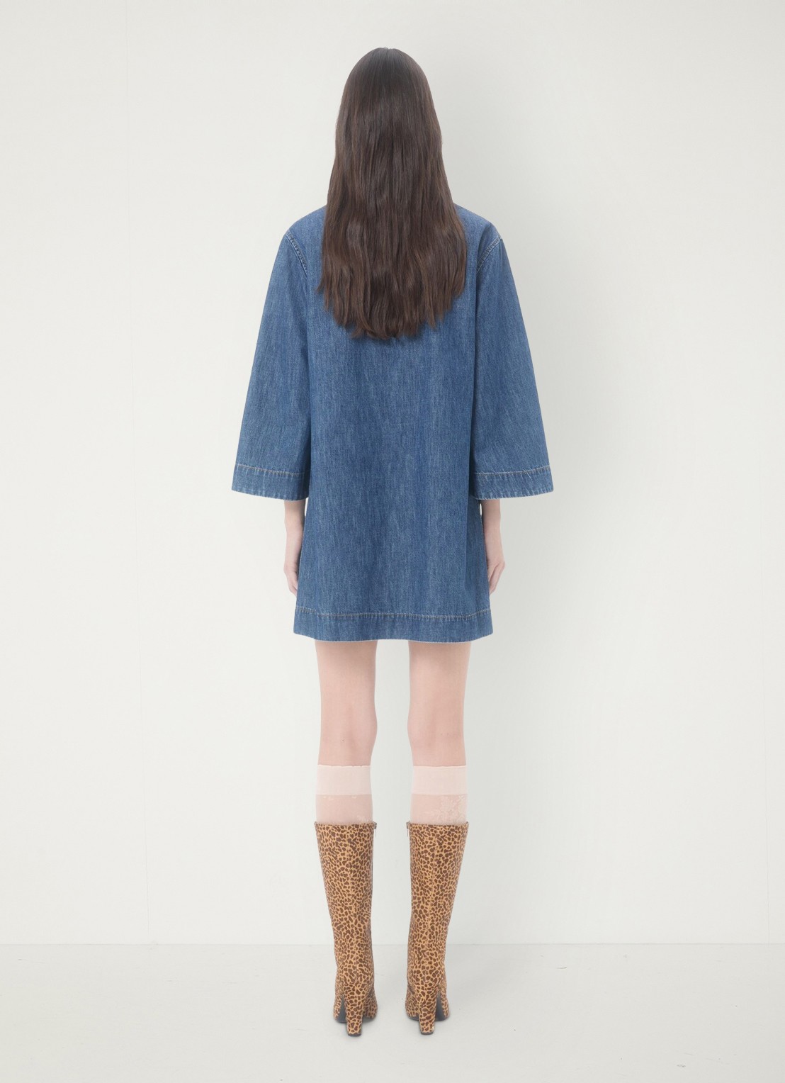 Valentino Garavani Mini tuniekjurk van chambray met opgestikte zakken - achterkant indigo