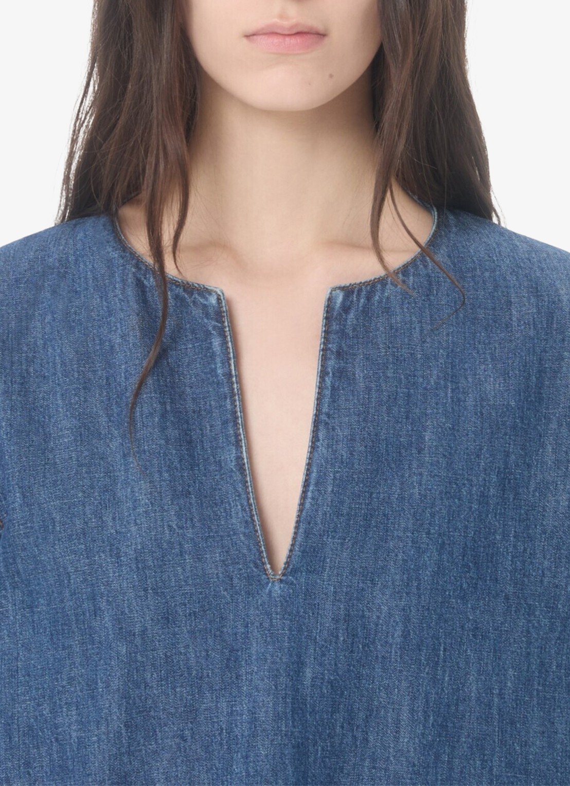 Valentino Garavani Mini tuniekjurk van chambray met opgestikte zakken - detail 7 indigo