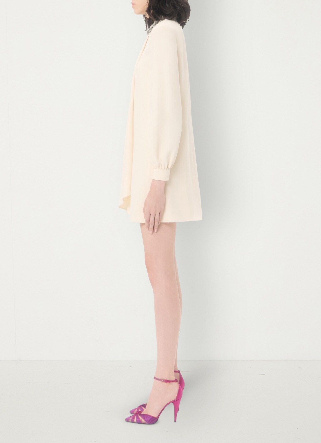 Valentino Garavani Mini tuniekjurk van zijde met strass - detail 5 creme