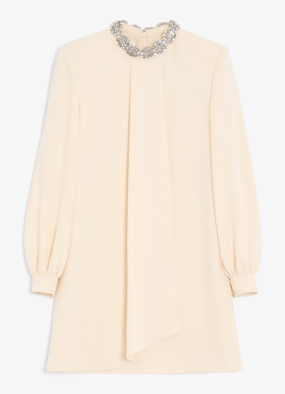 Valentino Garavani Mini tuniekjurk van zijde met strass - voorkant 2 creme