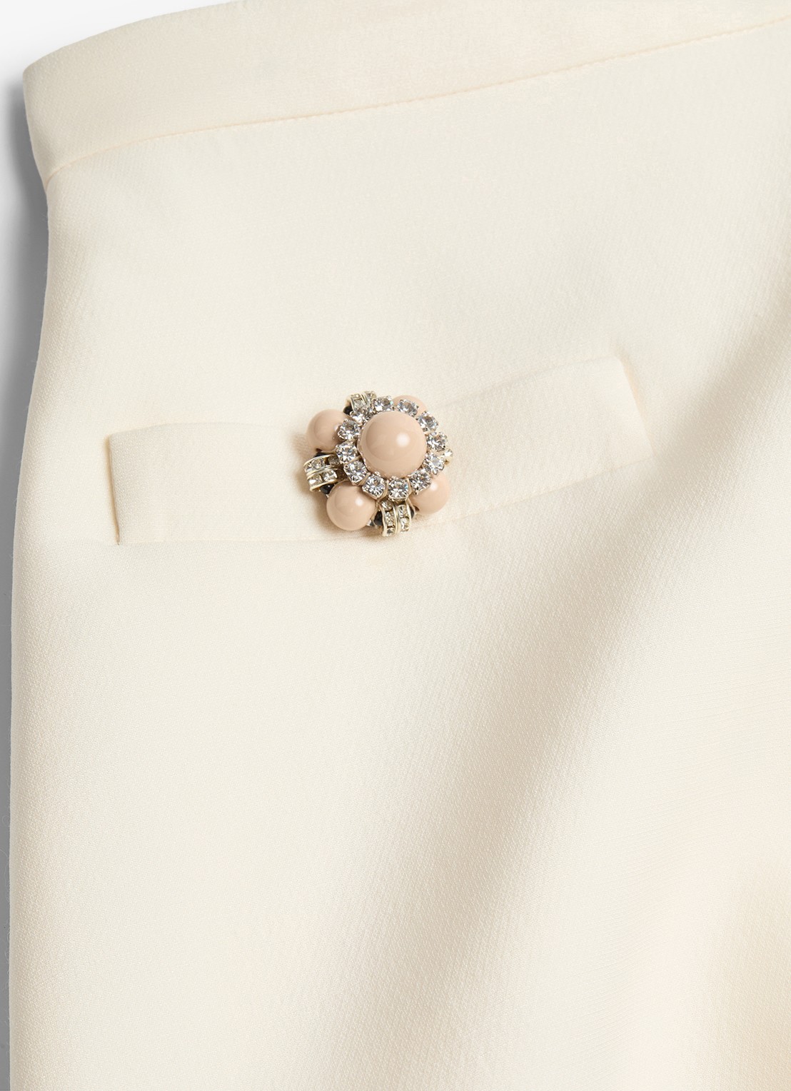 Valentino Garavani Minirok in zijdeblend met sierknopen - detail 5 gebroken wit