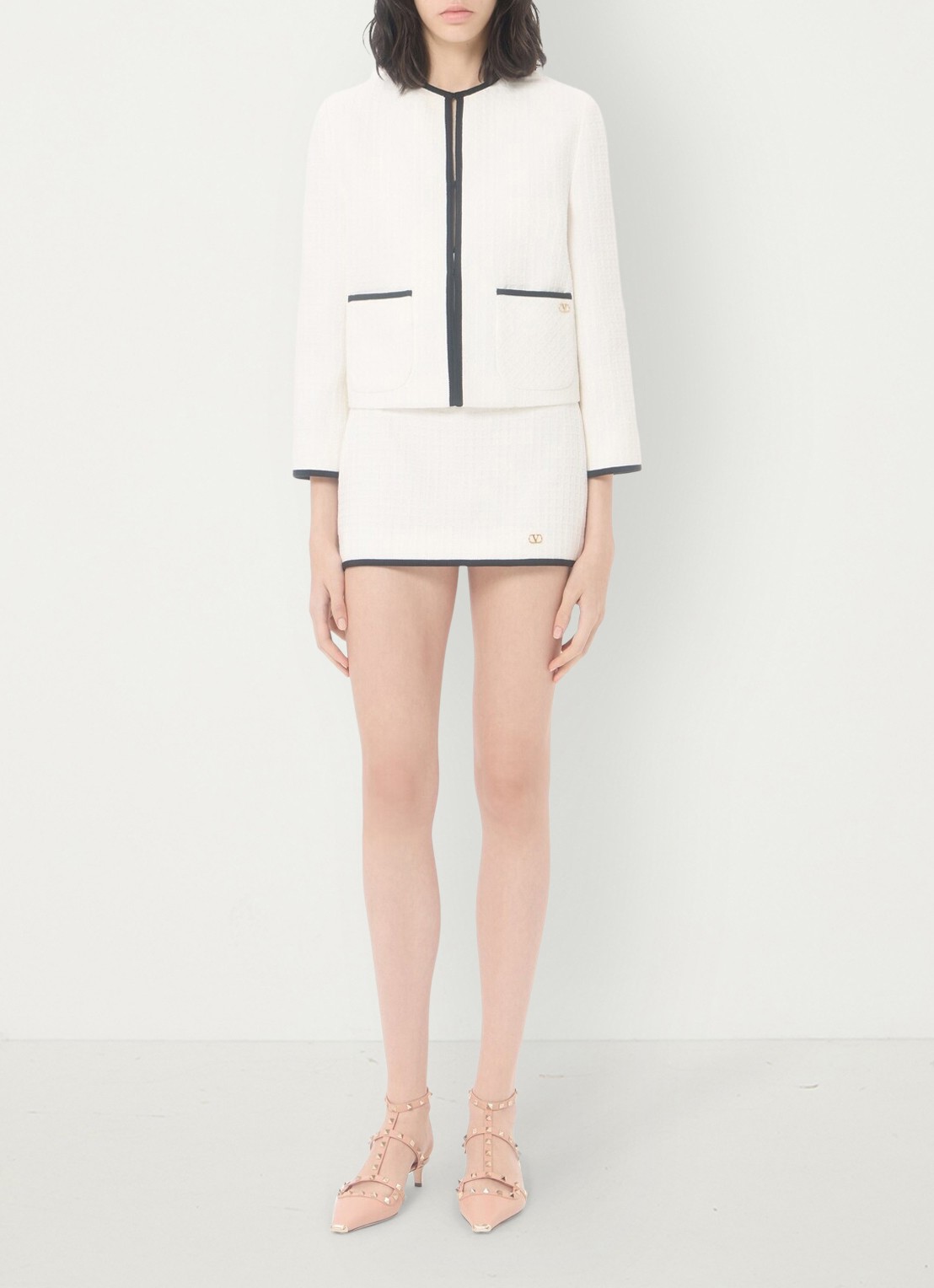Valentino Garavani Minirok met tweed-look - voorkant 6 wit
