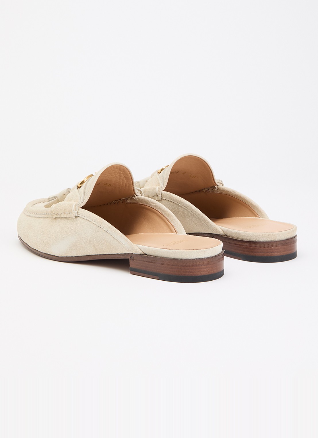 Valentino Garavani Muiltje van suède met franjes - achterkant 6 beige
