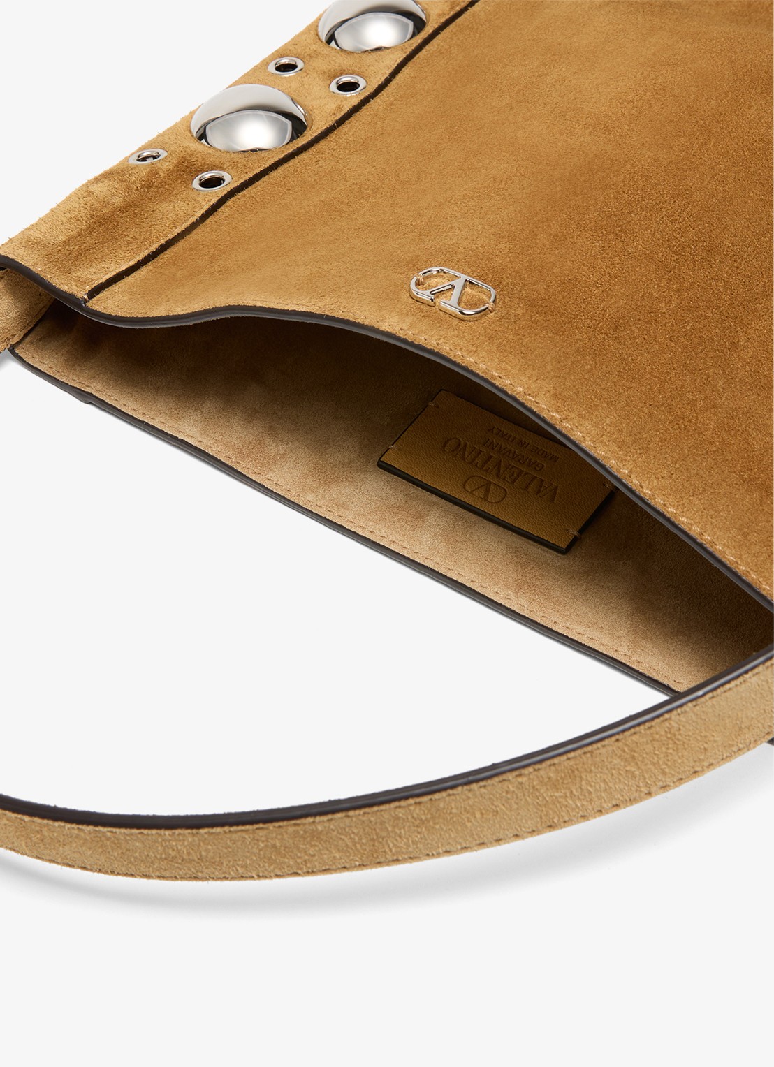 Valentino Garavani Nellcôte crossbodytas van suède met studs en franjes - detail 5 bruin