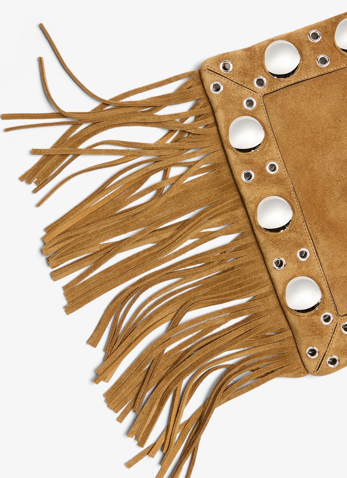 Valentino Garavani Nellcôte crossbodytas van suède met studs en franjes - detail 6 bruin