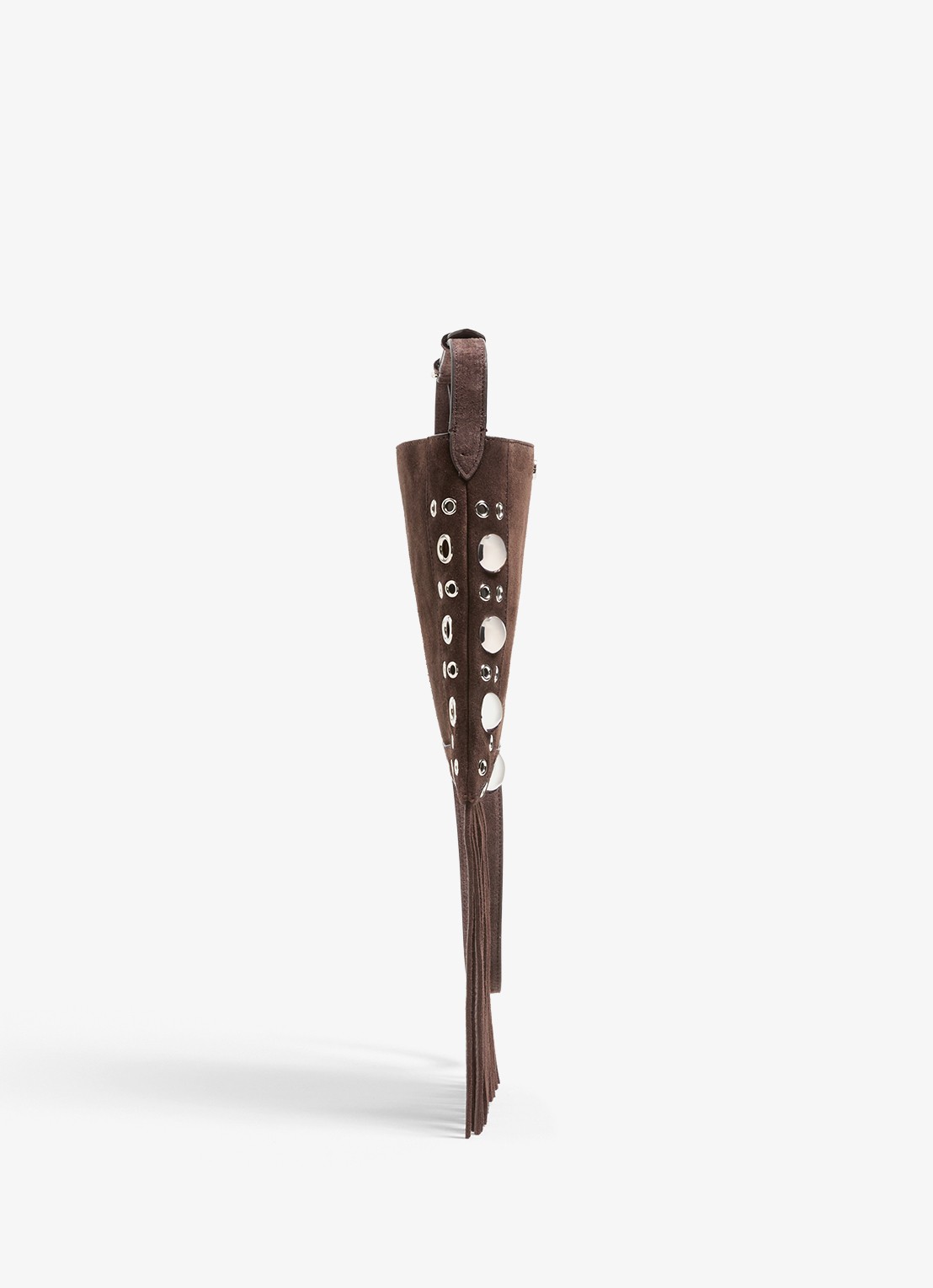 Valentino Garavani Nellcôte Small crossbodytas van suède met studs en franjes - detail 4 bruin