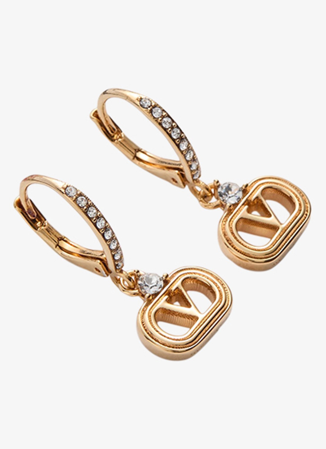 Valentino Garavani Oorhangers met logo - detail goud