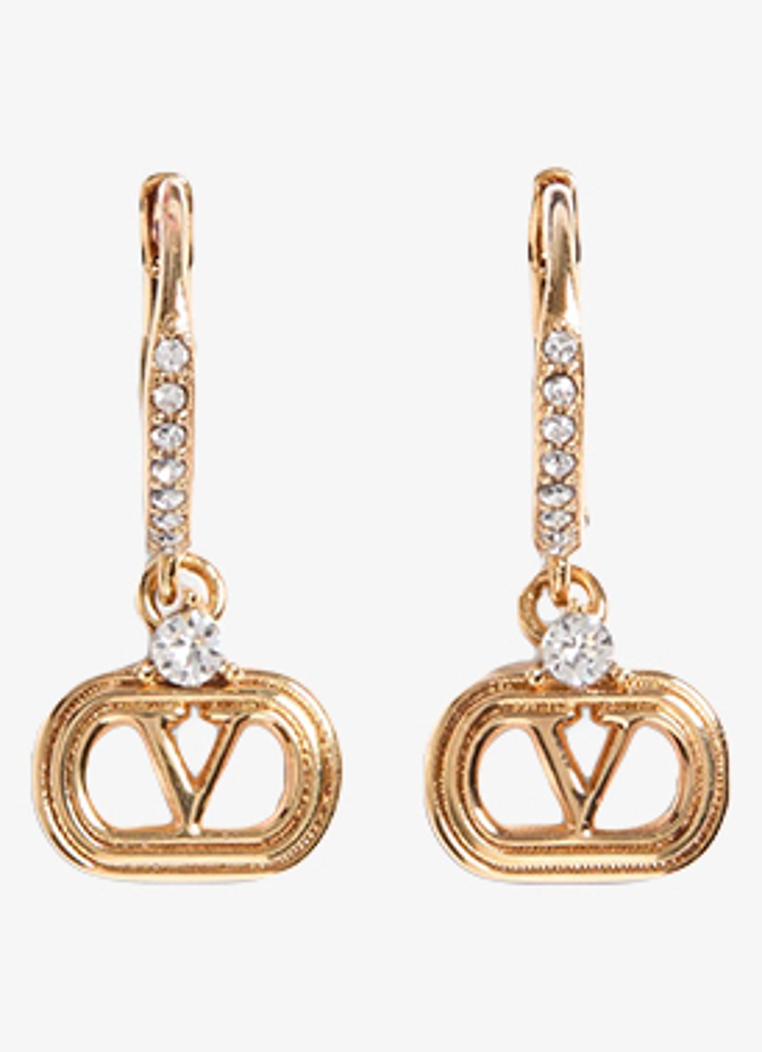 Valentino Garavani Oorhangers met logo - voorkant 3 goud