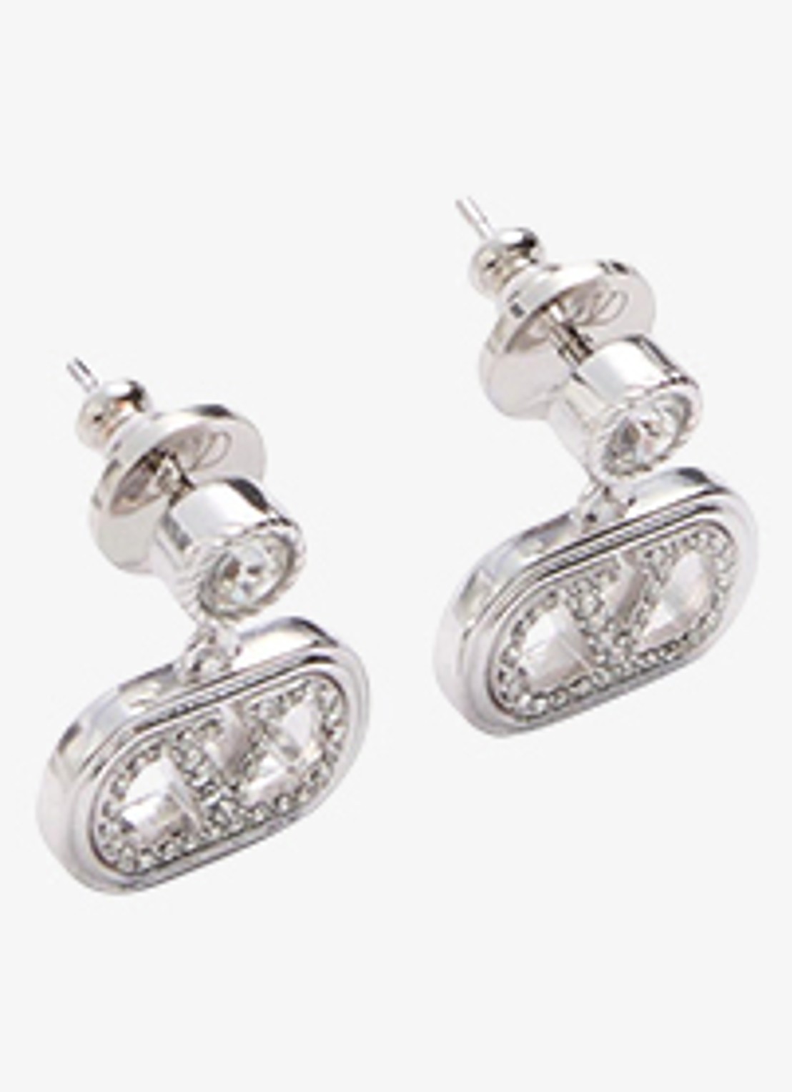 Valentino Garavani Oorknopjes met logo - voorkant 3 zilver
