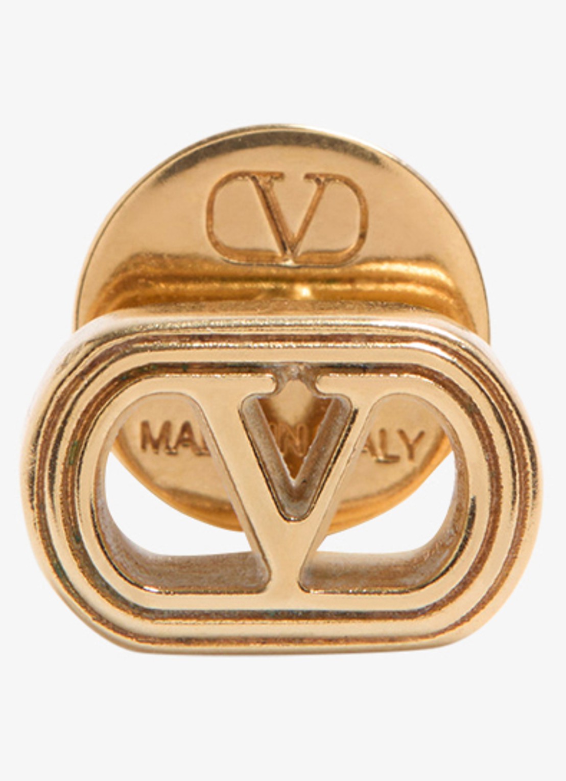Valentino Garavani Oorknopjes met logo - detail goud