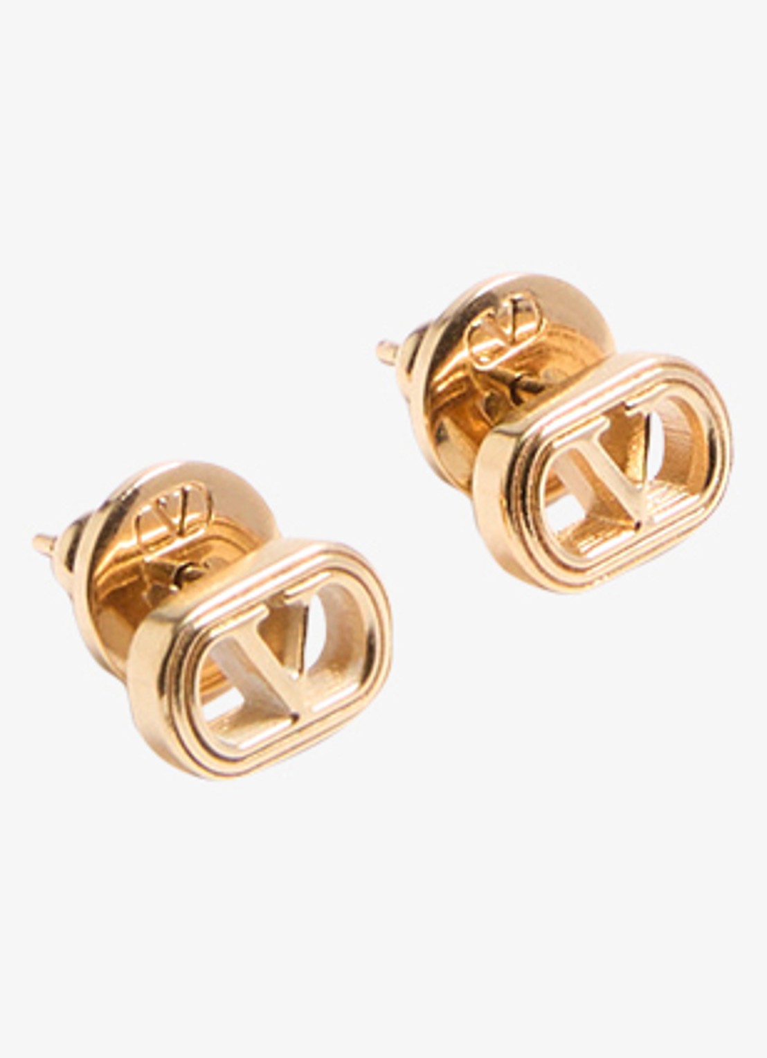 Valentino Garavani Oorknopjes met logo - voorkant 3 goud
