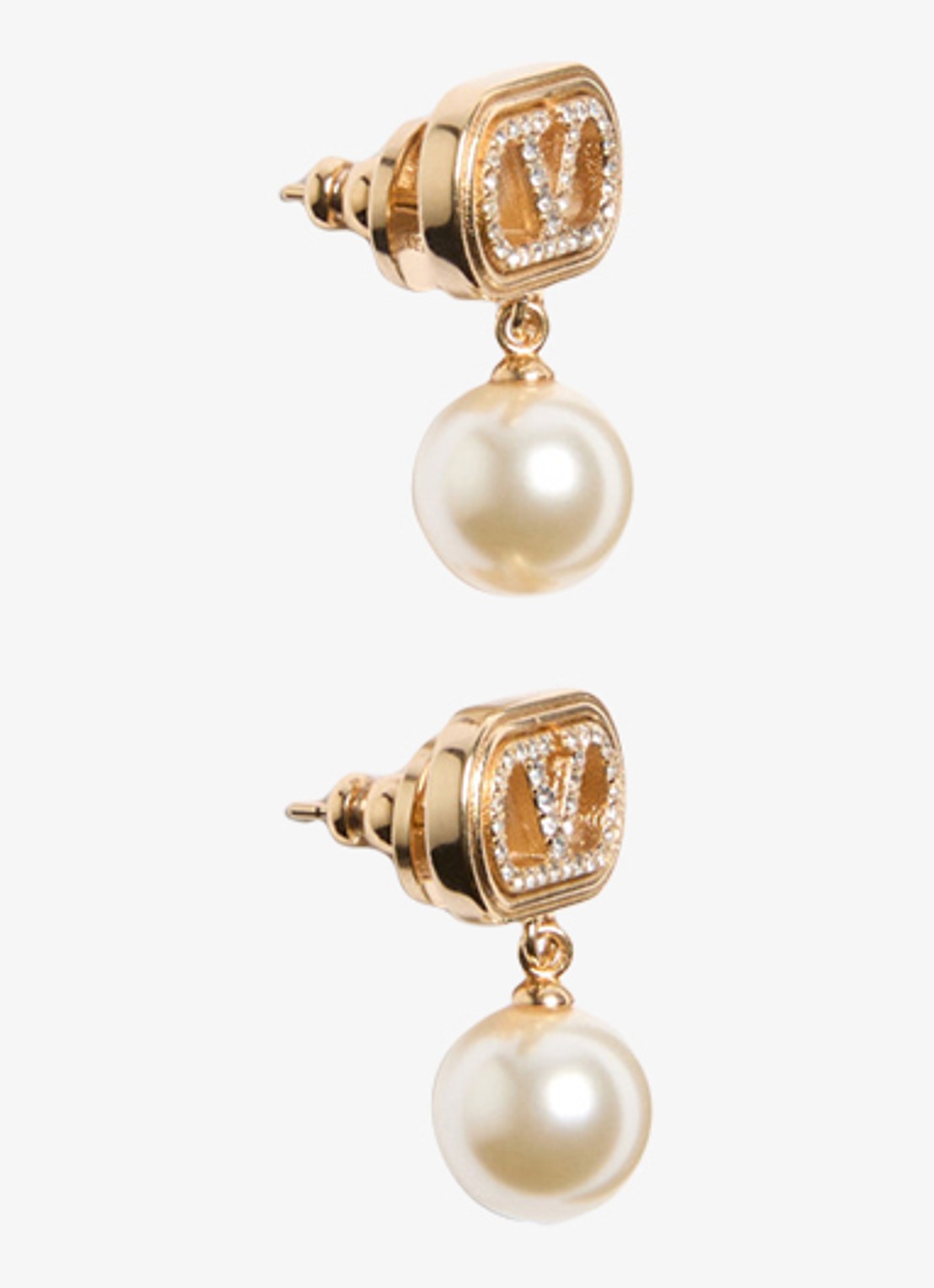 Valentino Garavani Oorstekers met hanger en logo - detail goud