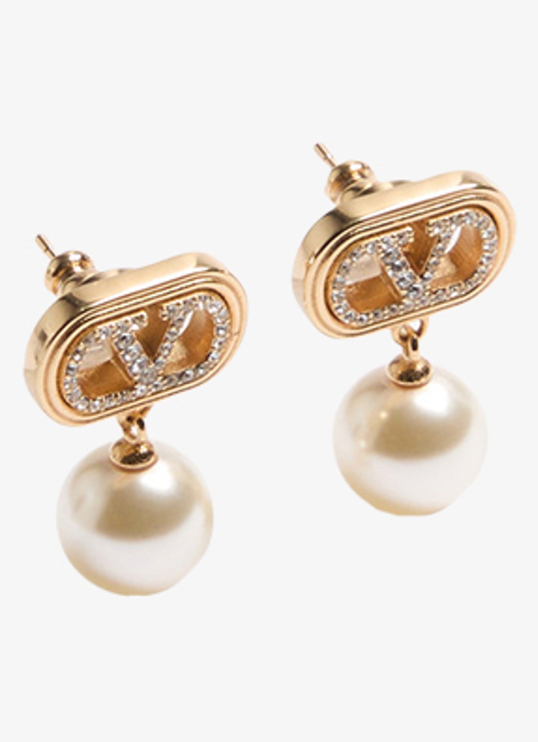 Valentino Garavani Oorstekers met hanger en logo - detail 2 goud