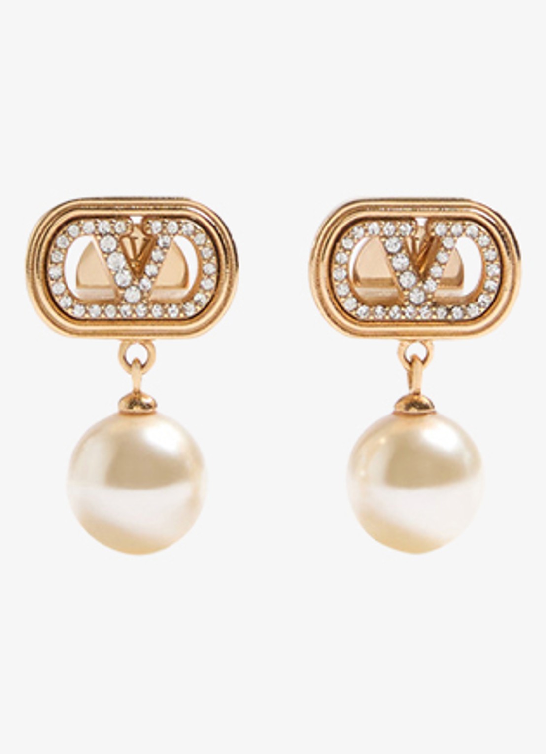 Valentino Garavani Oorstekers met hanger en logo - voorkant 4 goud