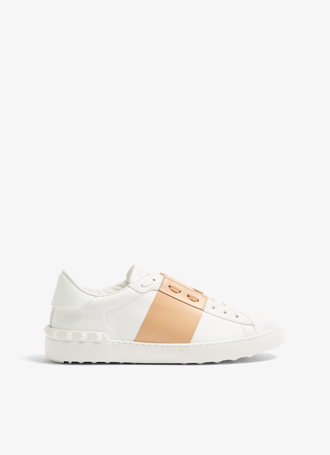 Valentino Garavani Open sneaker van kalfsleer - voorkant 2 beige