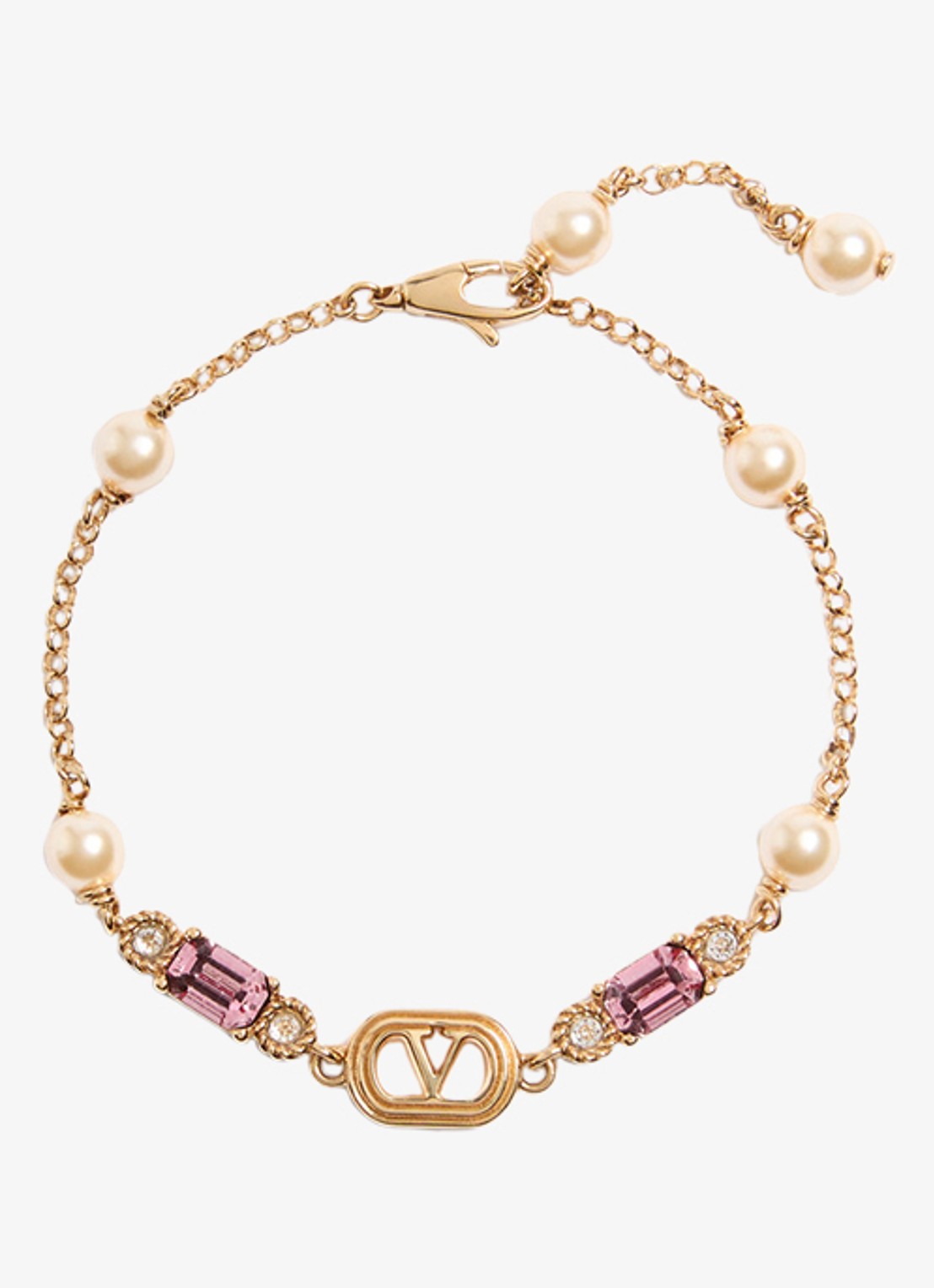 Valentino Garavani Ovalette armband met logo - voorkant goud