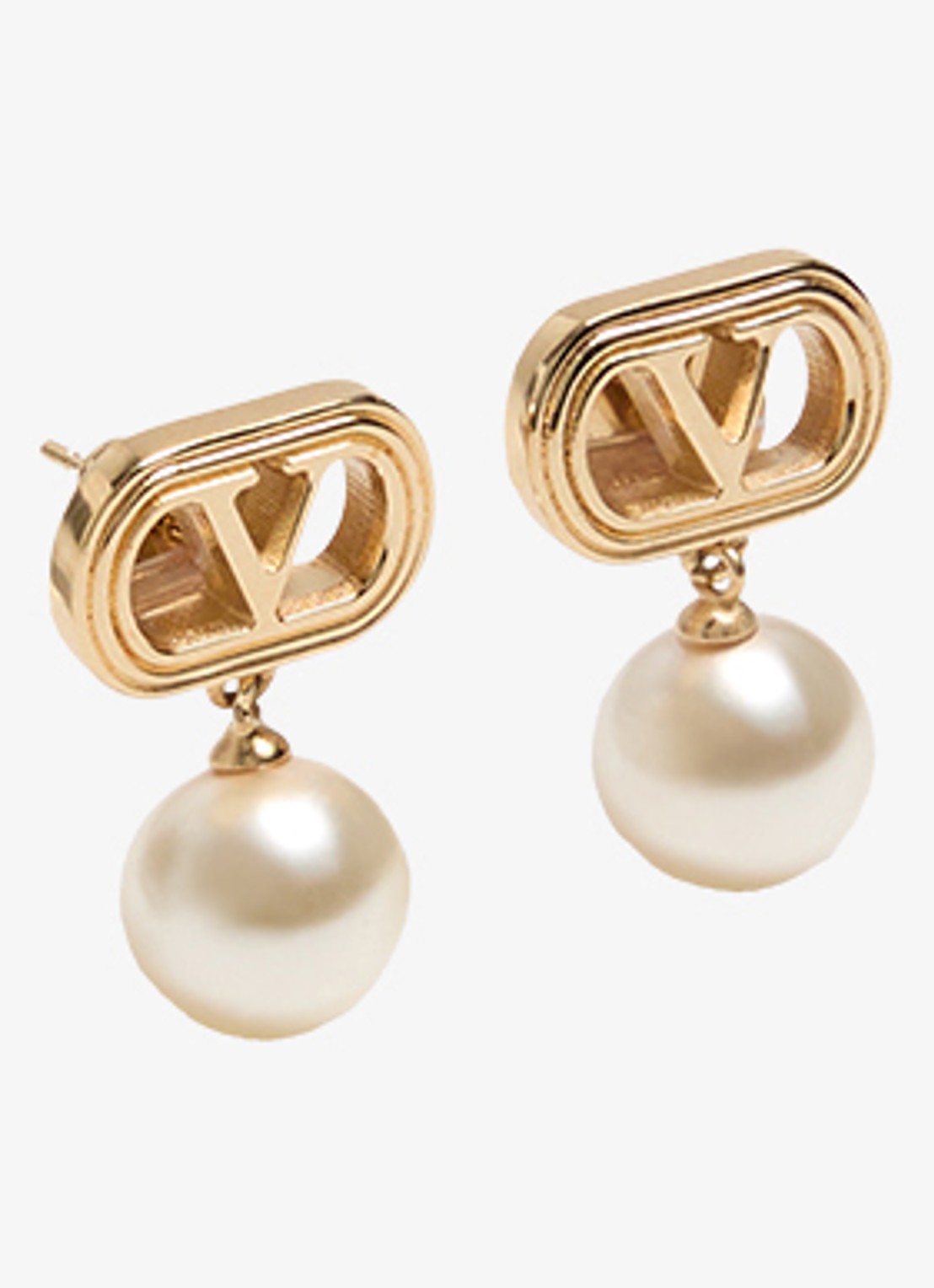 Valentino Garavani Ovalette oorstekers met hanger - detail goud