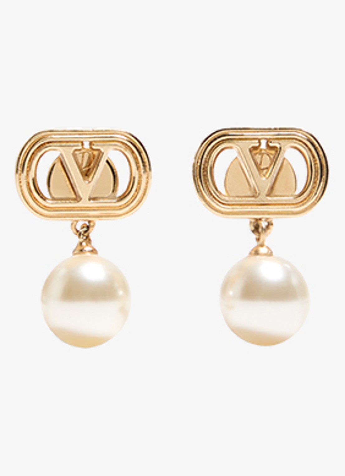 Valentino Garavani Ovalette oorstekers met hanger - voorkant 4 goud