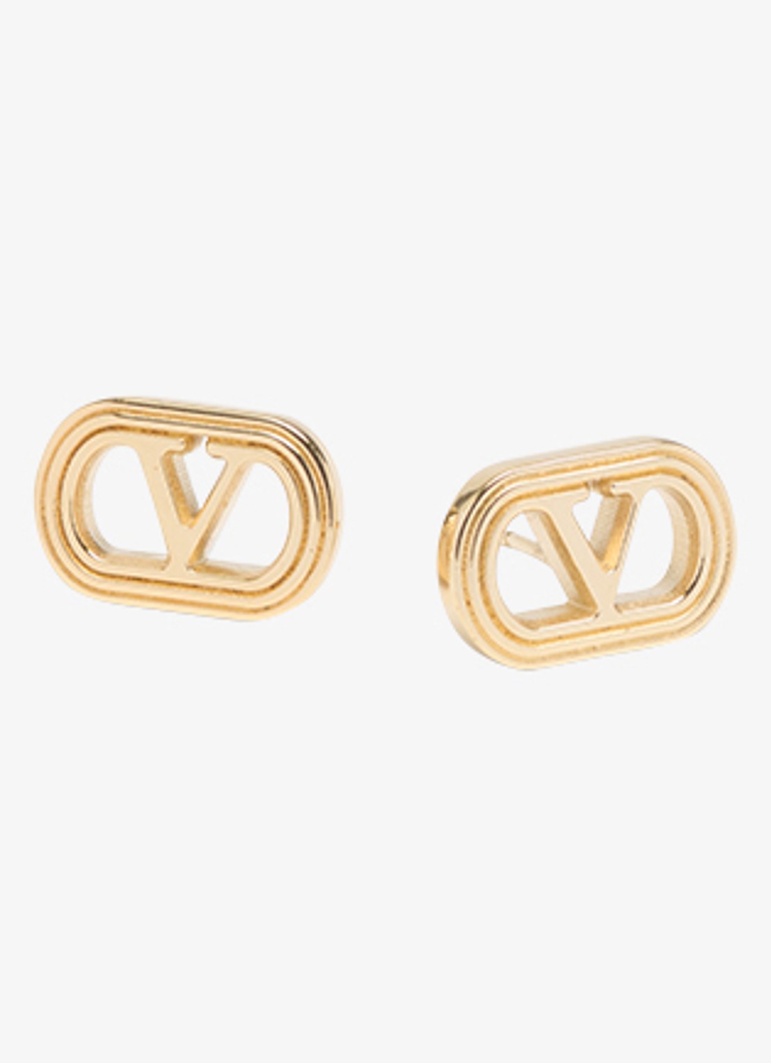 Valentino Garavani Ovalette oorstekers met logo - detail goud