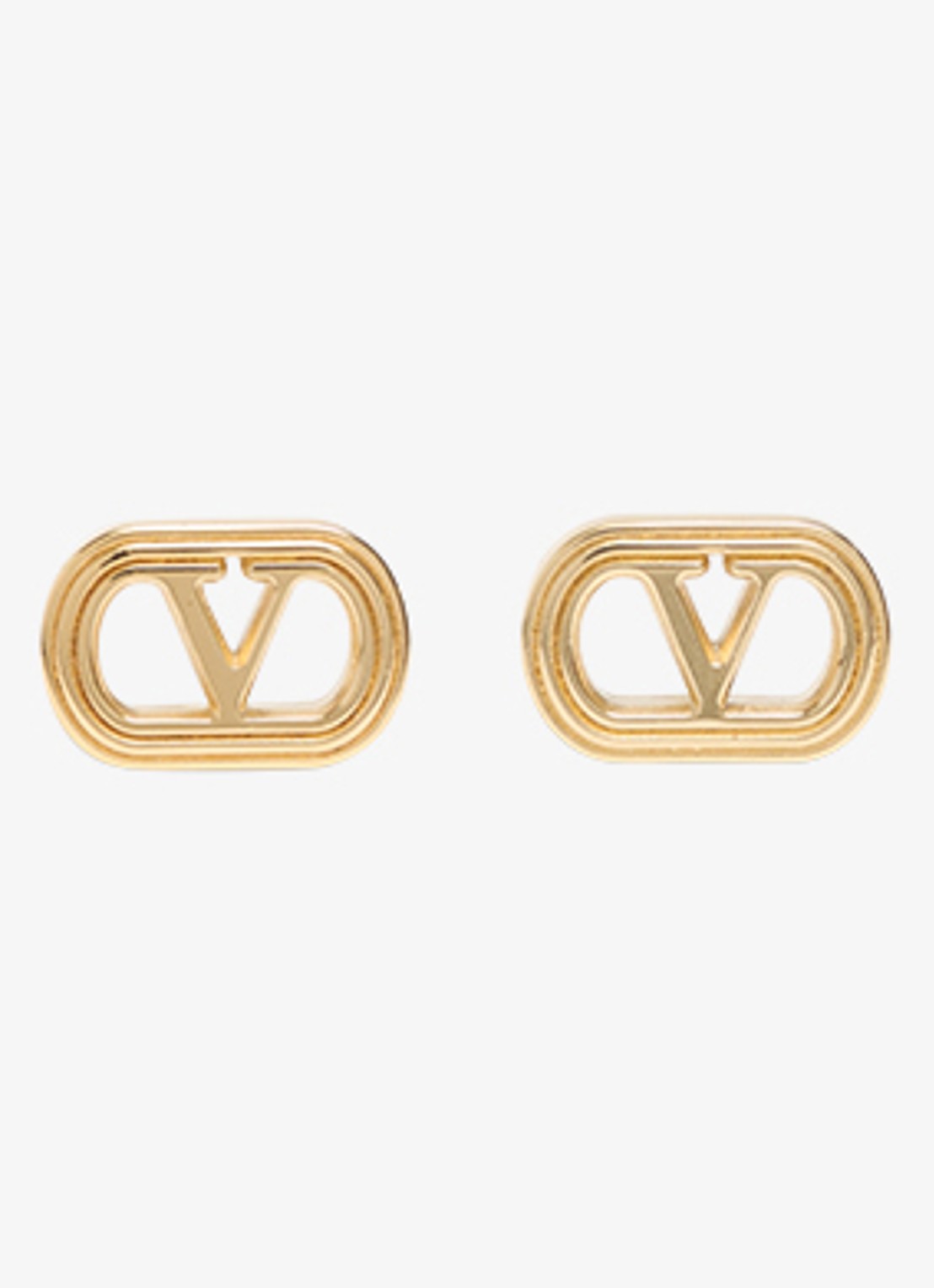 Valentino Garavani Ovalette oorstekers met logo - voorkant 4 goud