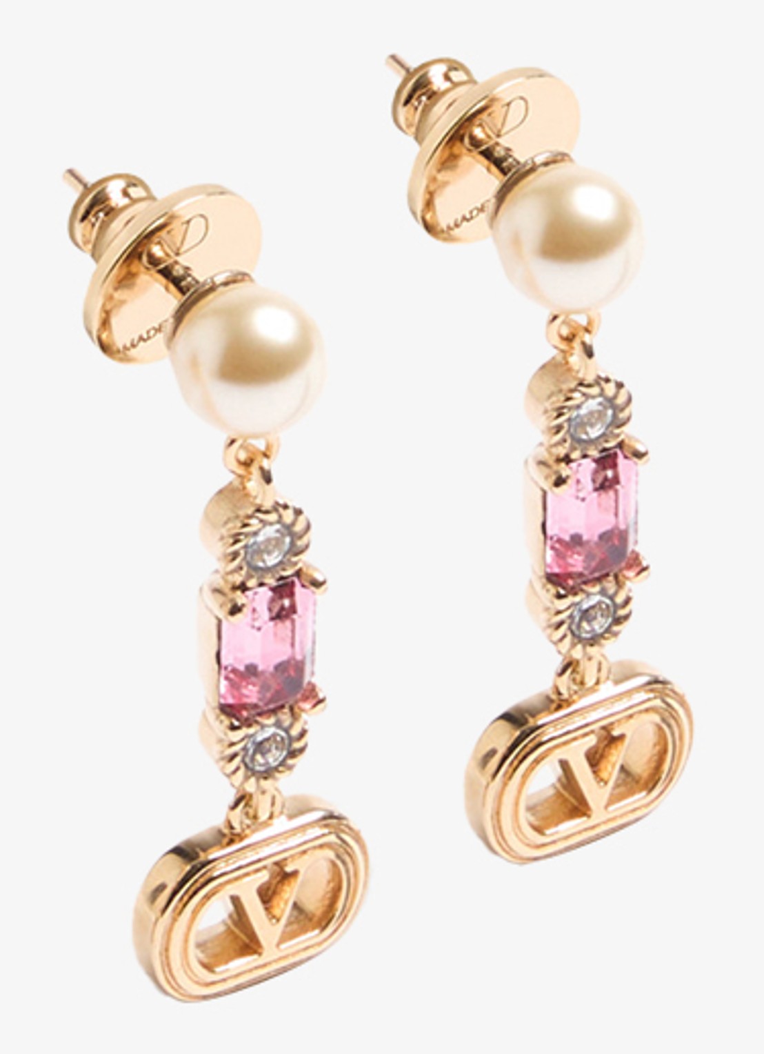 Valentino Garavani Ovalette oorstekers met logo - detail goud