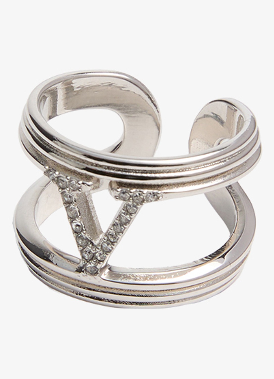 Valentino Garavani Ovalette ring met logo - detail 2 zilver
