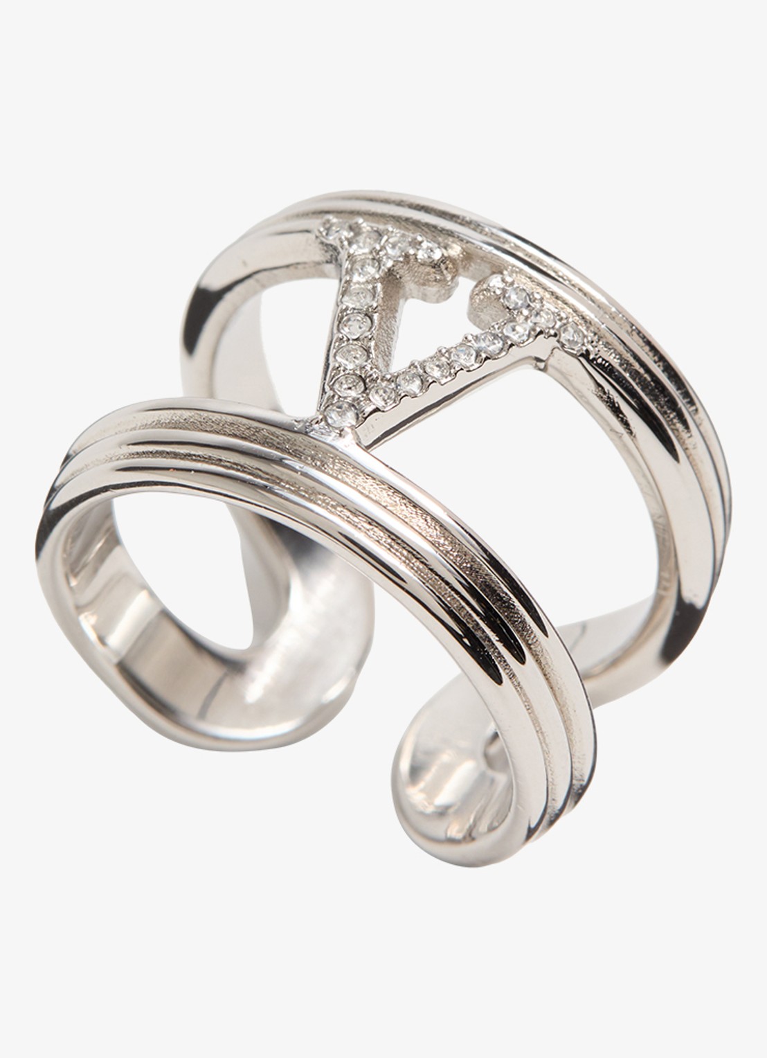 Valentino Garavani Ovalette ring met logo - detail 3 zilver