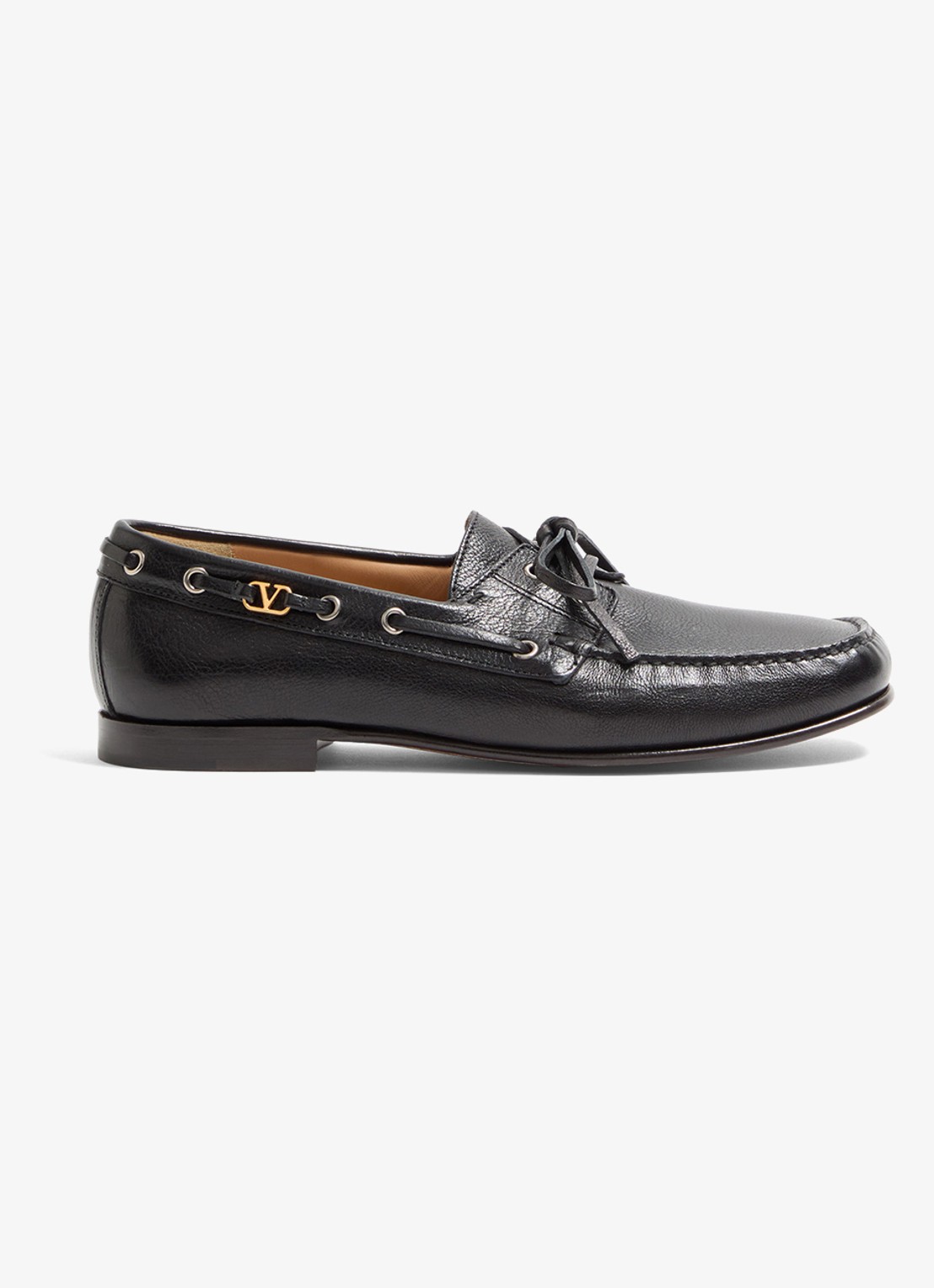 Valentino Garavani Palm Avenue bootschoen van leer - voorkant zwart