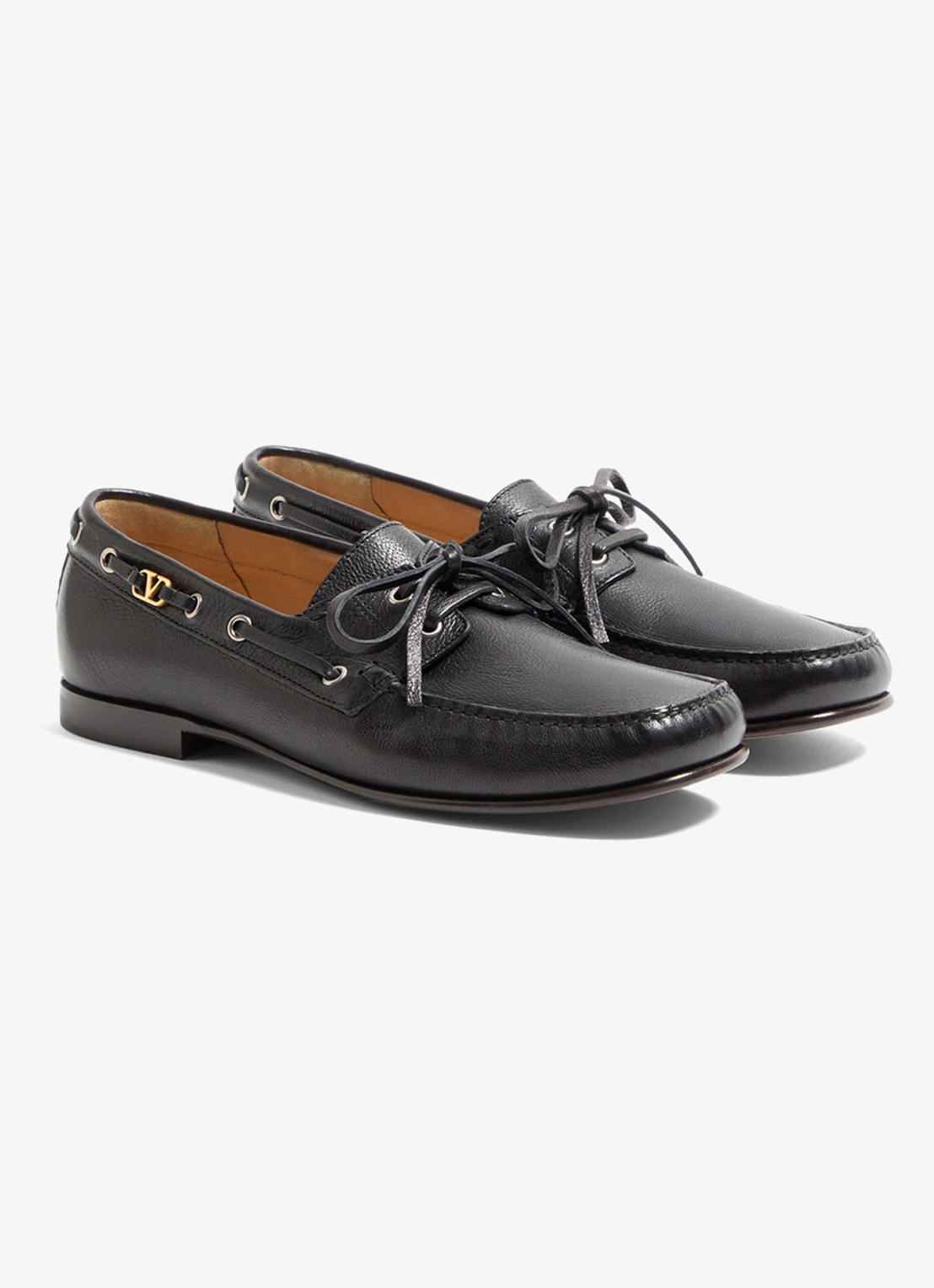 Valentino Garavani Palm Avenue bootschoen van leer - voorkant 2 zwart