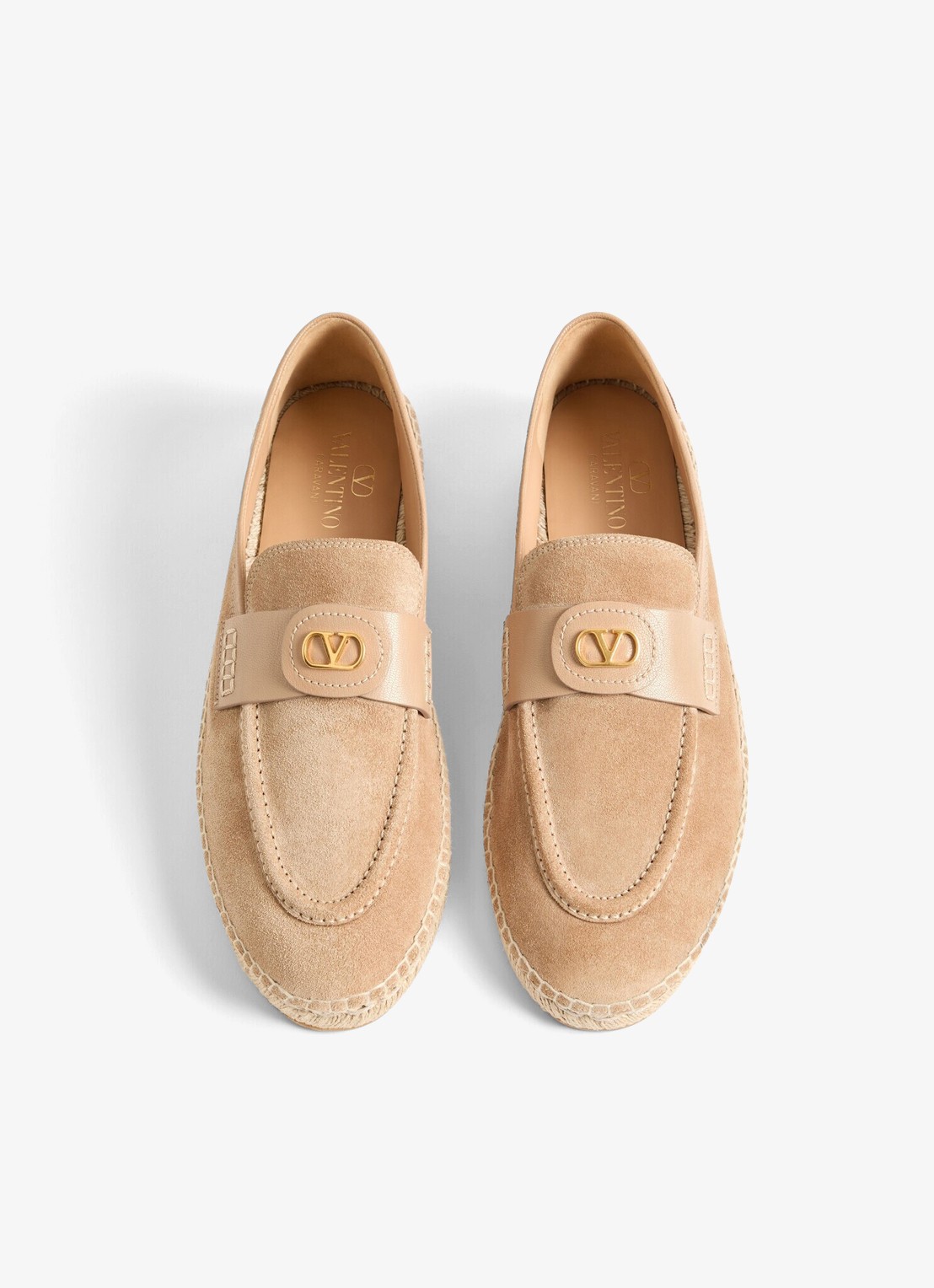 Valentino Garavani Palm Avenue espadrille van kalfssuède - detail 5 beige
