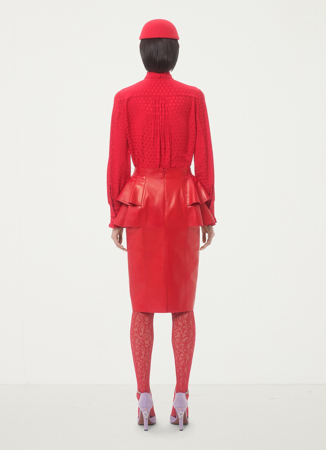 Valentino Garavani Panty van kant met logoband - achterkant rood