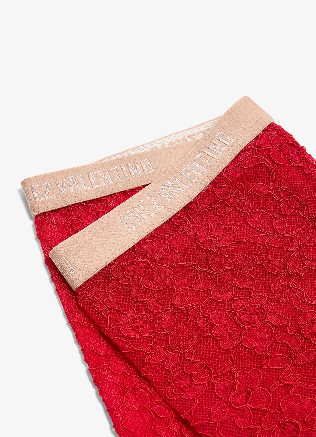 Valentino Garavani Panty van kant met logoband - detail 5 rood