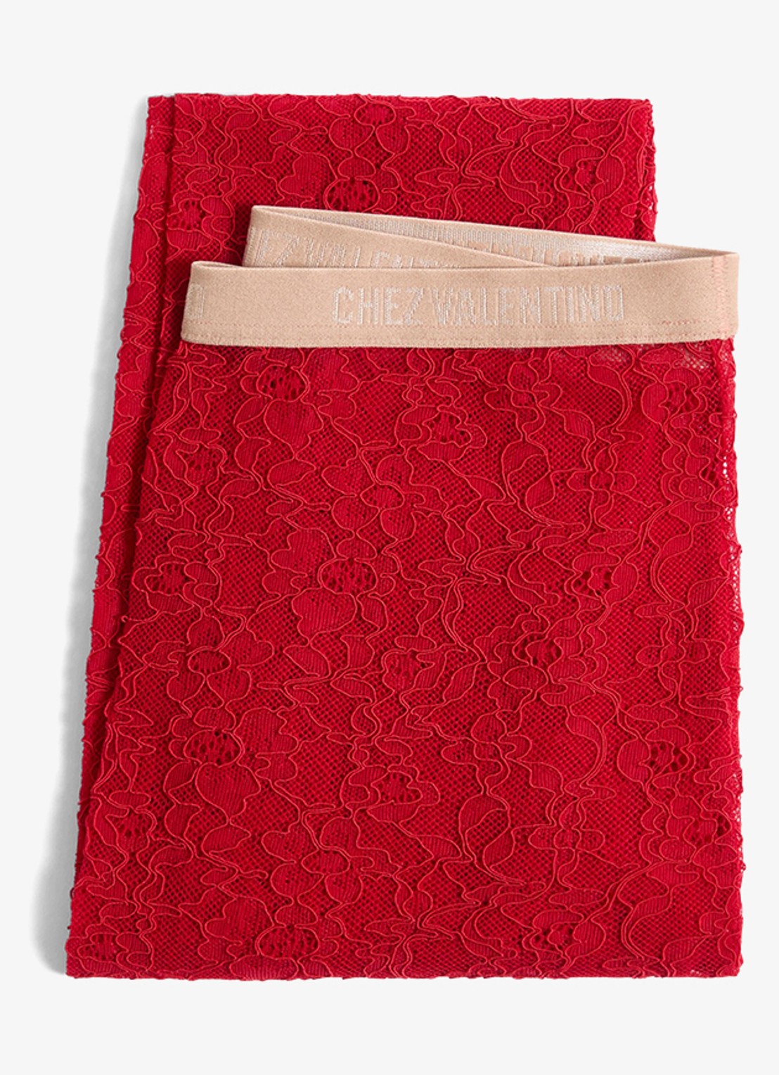 Valentino Garavani Panty van kant met logoband - voorkant 2 rood